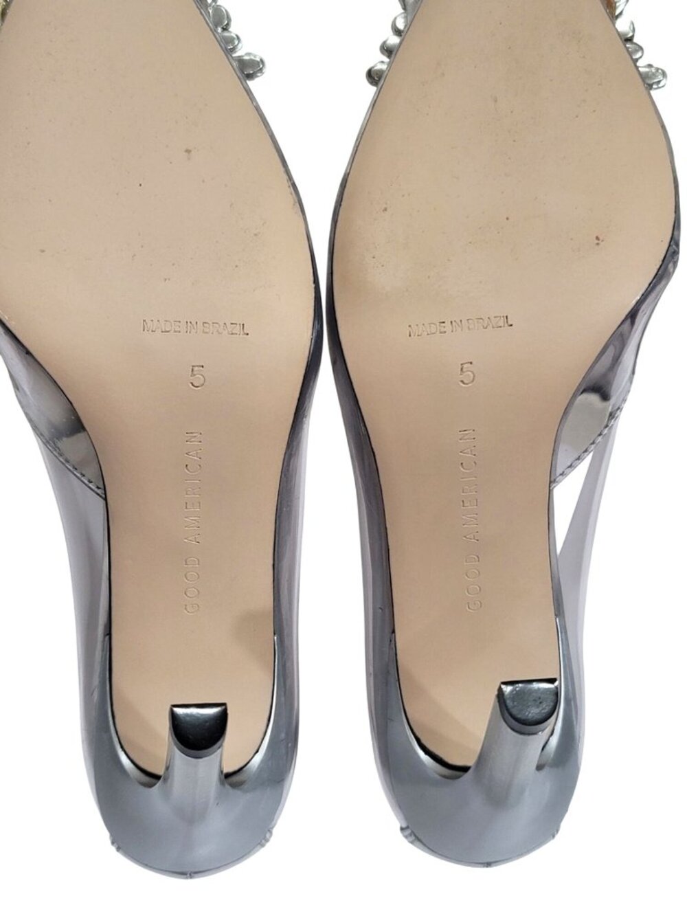Good American Cinder-Fcking-Rella Size 5 Clear Pumps Crystal Embellishment Point - Picture 8 of 11
